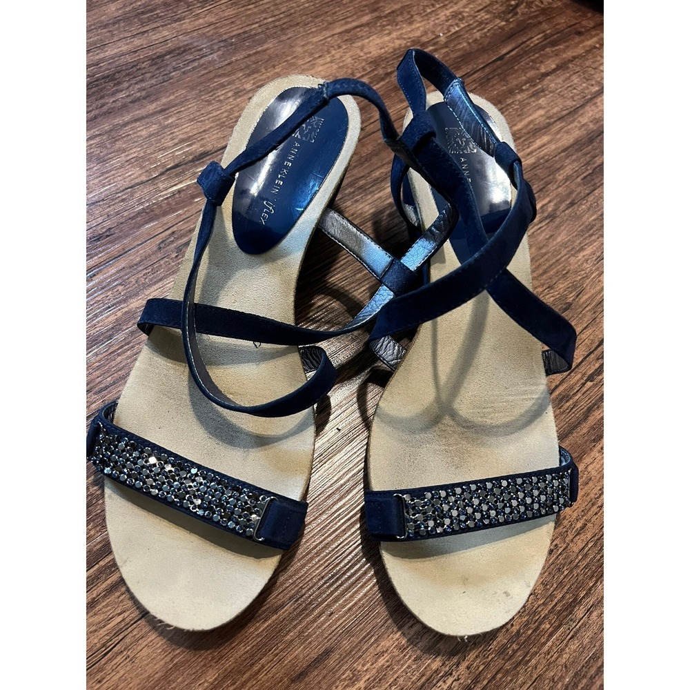 Anne Klein iFlex Women's Sling Back Sandals Wedge Heels Size 9 M Straps Blue